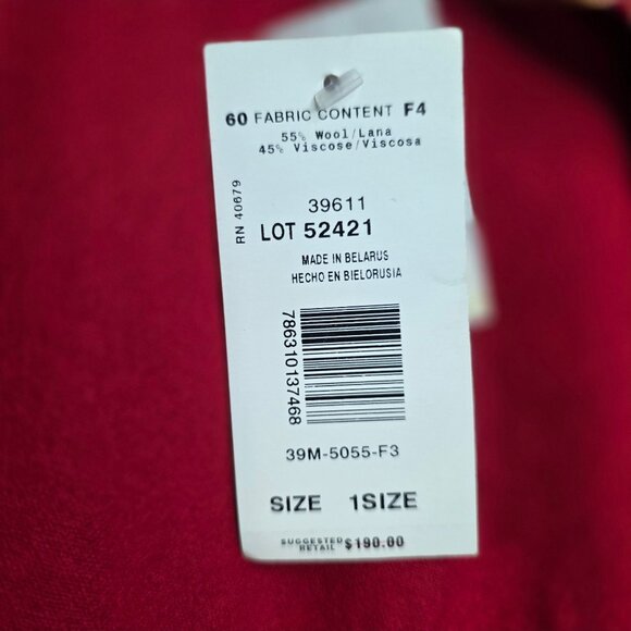 Harve Benard Red Wool Blend Christmas Holiday Cape Black Faux Fur Trim OS - Picture 5 of 7